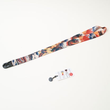 Japanese Print Camera Lanyard, Great Wave, Dragon or Anime, 1" x 38" + Peak Design Anchor