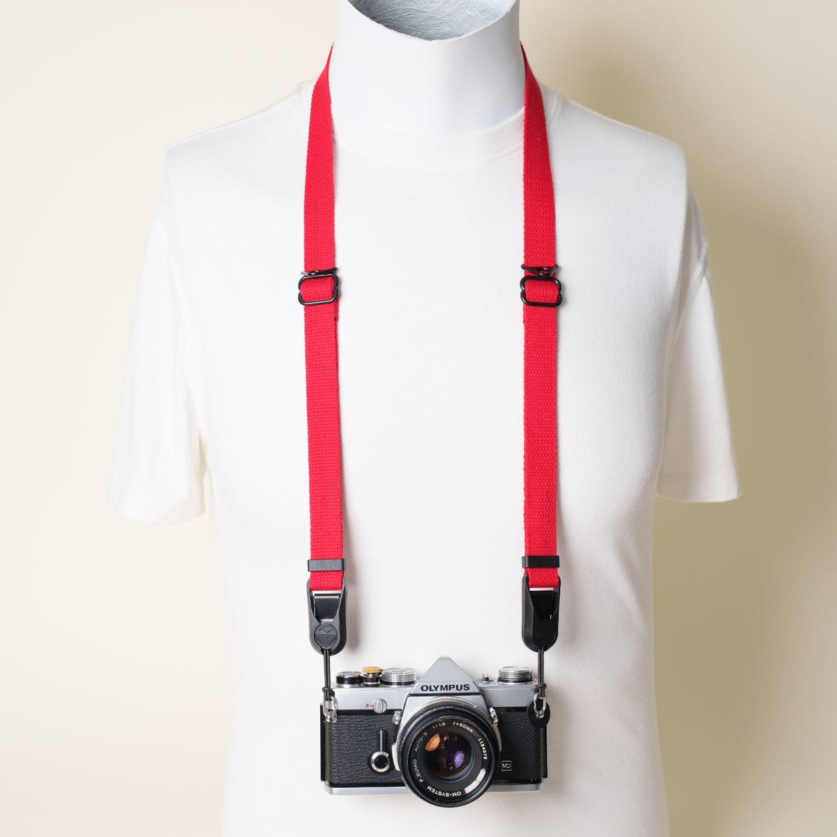 Cotton Camera Strap, Black, Red or Yellow, Neck 28-52" or Wrist + Peak Design Anchors