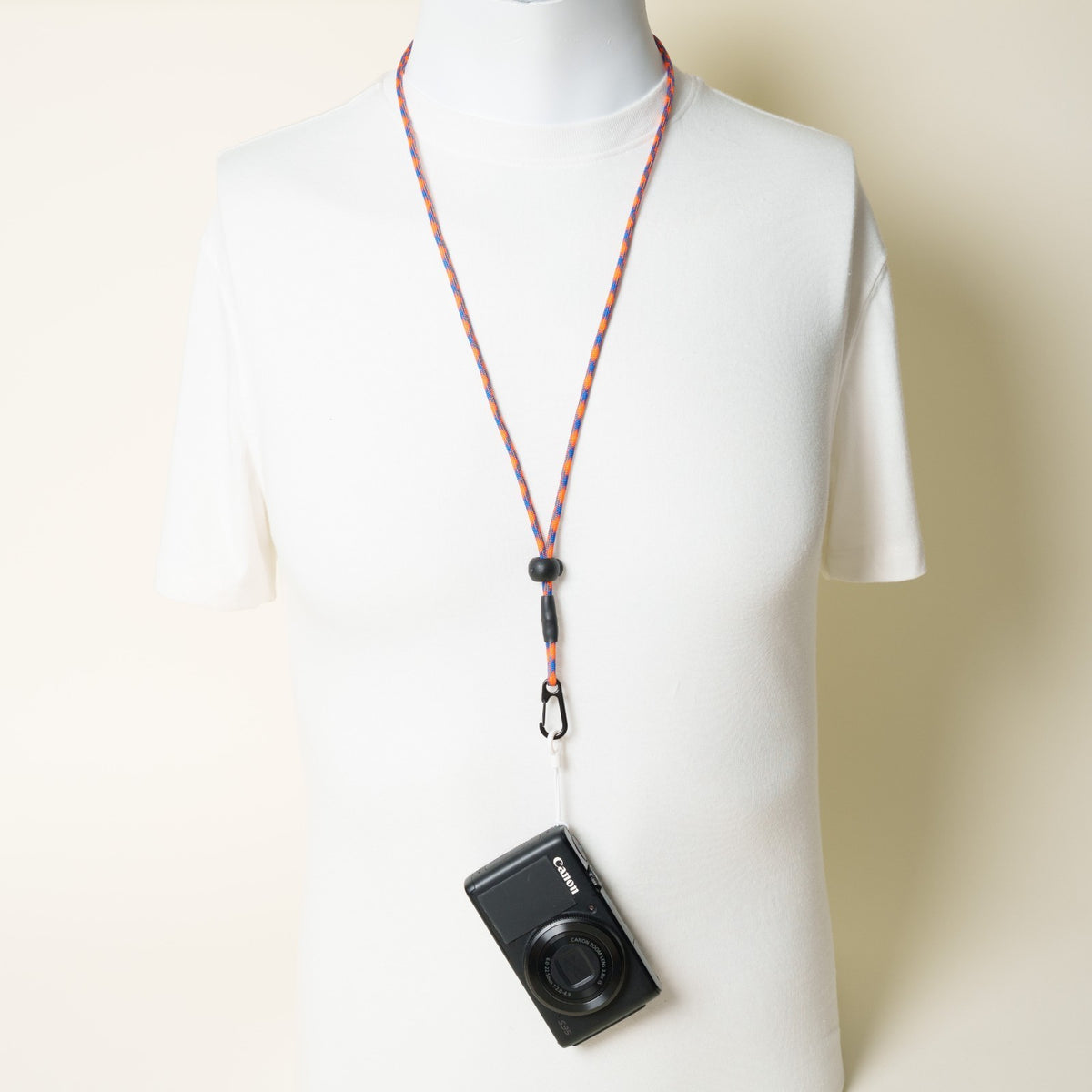 Blue & Orange Paracord Camera Strap, 38" Lanyard or 16" Wrist