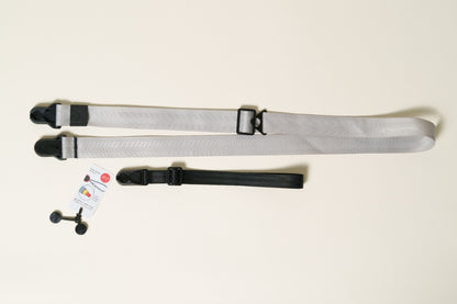 Quick Release Camera Strap Set, Silver 30-50" Neck + Black 18" Wrist