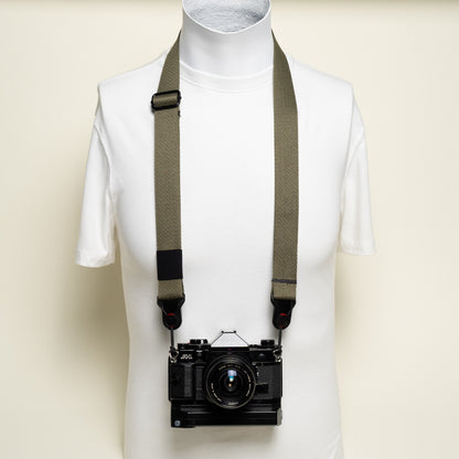 Olive Green Heavy Duty Cotton Camera Strap 1.25", Adjustable 30-50" + Peak Design Anchors