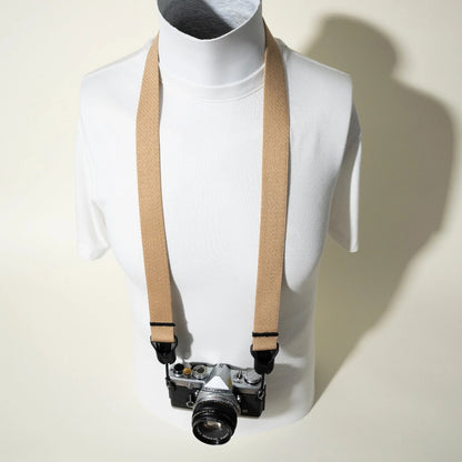 Tan Khaki Heavy Duty Cotton Camera Strap 40" x 1.25" + Peak Design Anchors