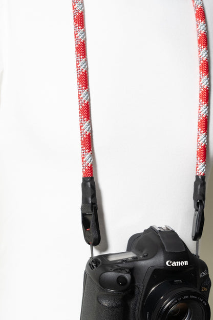 Thick 13mm Climbing Rope Camera Strap 42", Red & Grey + Peak Design Anchors