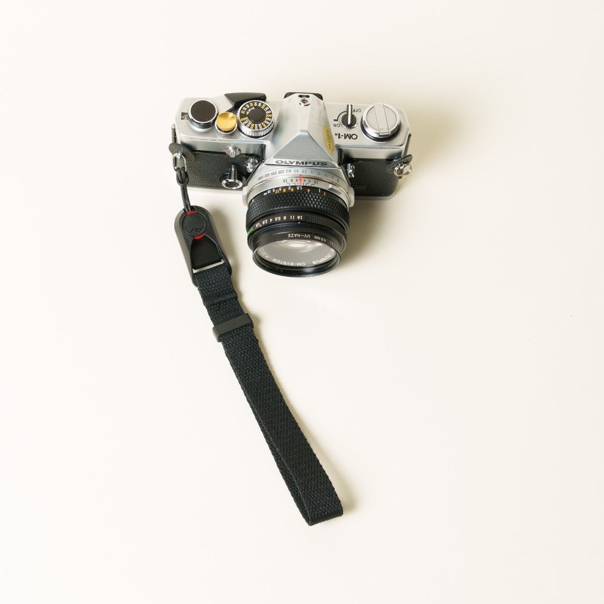 Black Cotton Canvas Camera Wrist Strap 16" + Peak Design Anchor