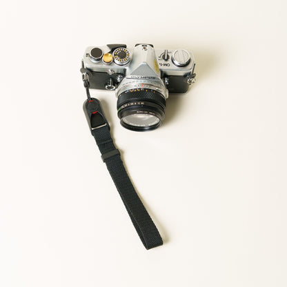 Black Cotton Canvas Camera Wrist Strap 16" + Peak Design Anchor