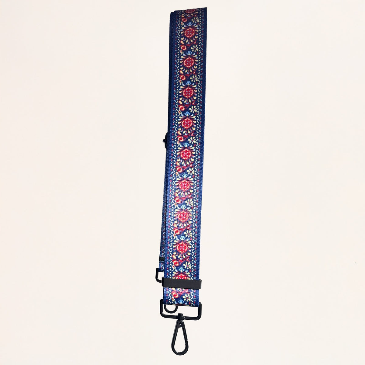 Flower Blue Bohemian Camera Strap 1.5", 26-50", Quick Release or Clasp Mount