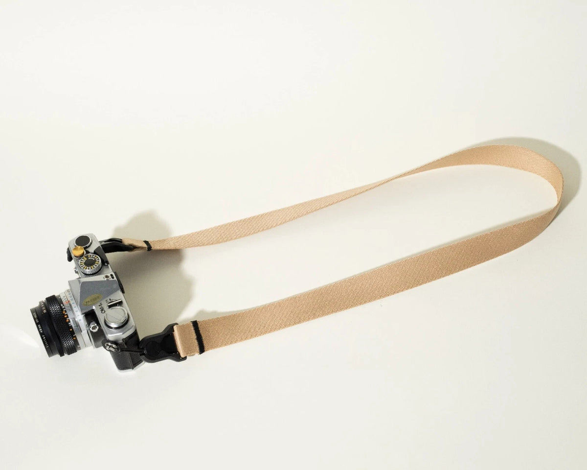 Tan Khaki Heavy Duty Cotton Camera Strap 40" x 1.25" + Peak Design Anchors