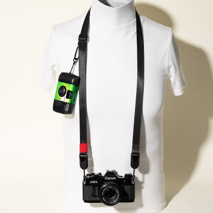 All-Black Nylon Camera Strap 1.25", Adjustable 32-58" + Peak Design Anchors