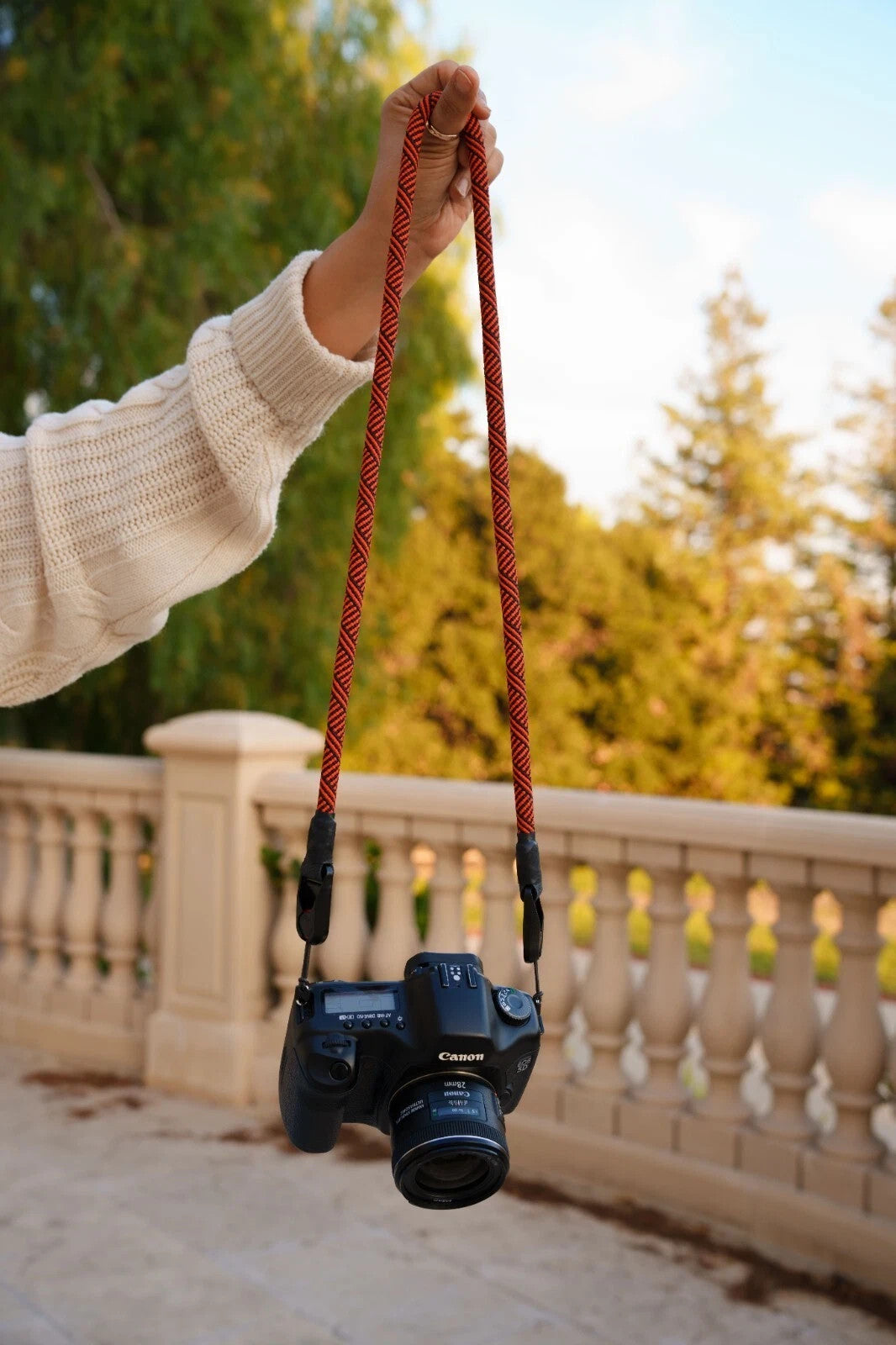 Red & Black Climbing Rope Camera Strap, Neck 40" or Wrist 14" + Peak Design Anchors