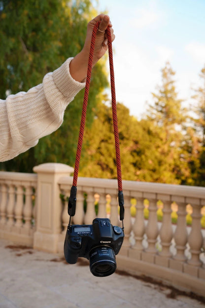 Red & Black Climbing Rope Camera Strap, Neck 40" or Wrist 14" + Peak Design Anchors