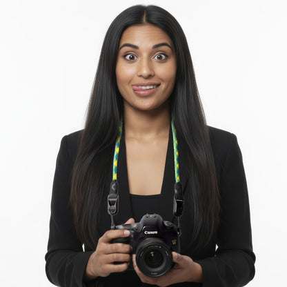 Green & Yellow Rope Camera Strap, 2-Point or Single-Point + Peak Design Anchors