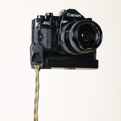 Camo Paracord Camera Wrist Strap, Adjustable, Tan or Green + Peak Design Anchor