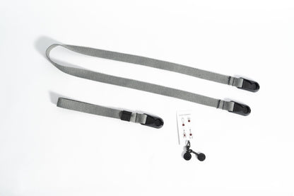 Grey Cotton Camera Strap Combo, 40" Neck + 18" Wrist + Peak Design Anchors