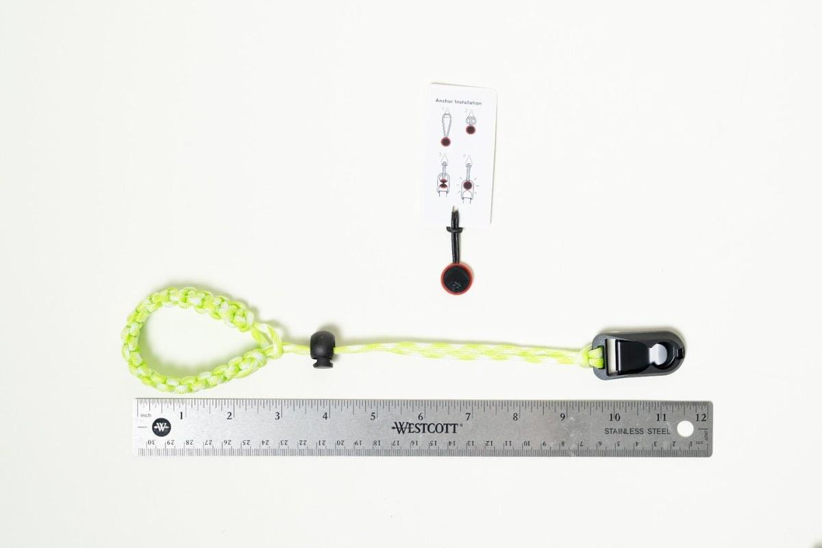 Lime Green & White Paracord Camera Wrist Strap, Adjustable + Peak Design Anchor