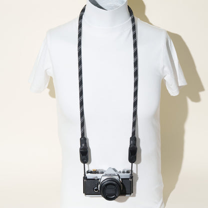 Black Reflective Rope Camera Neck Strap + Peak Design Anchors