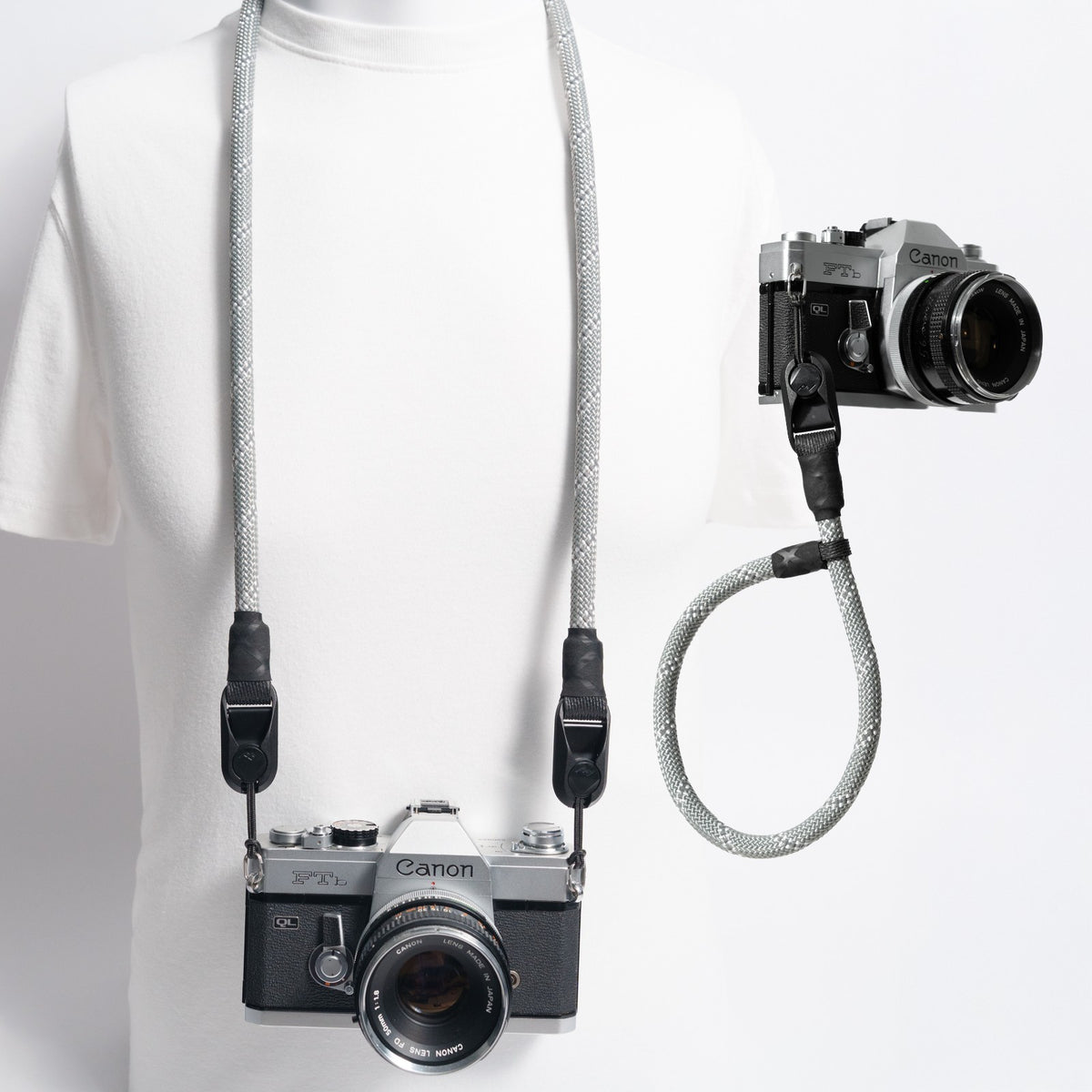 Grey Climbing Rope Camera Strap 42", Neck or Wrist + Peak Design Anchors