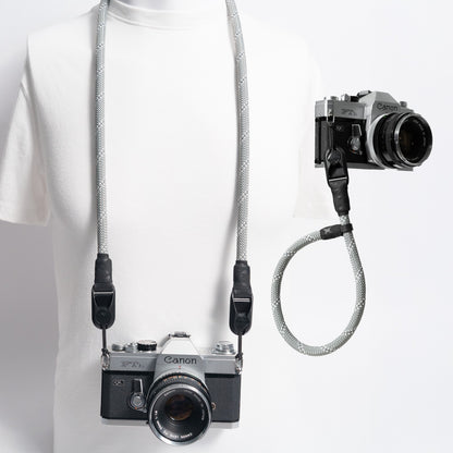 Grey Climbing Rope Camera Strap 42", Neck or Wrist + Peak Design Anchors