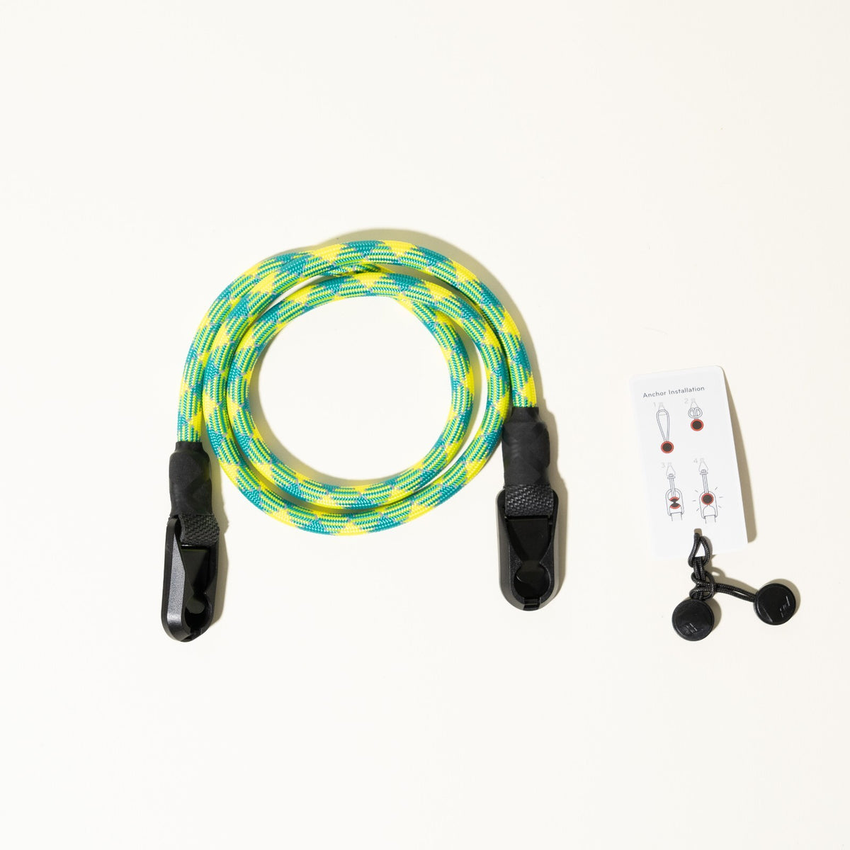 Green & Yellow Rope Camera Strap, 2-Point or Single-Point + Peak Design Anchors