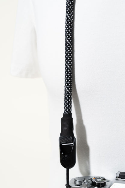 Black & White Checkered Rope Camera Strap, Neck 42" or Wrist + Peak Design Anchors
