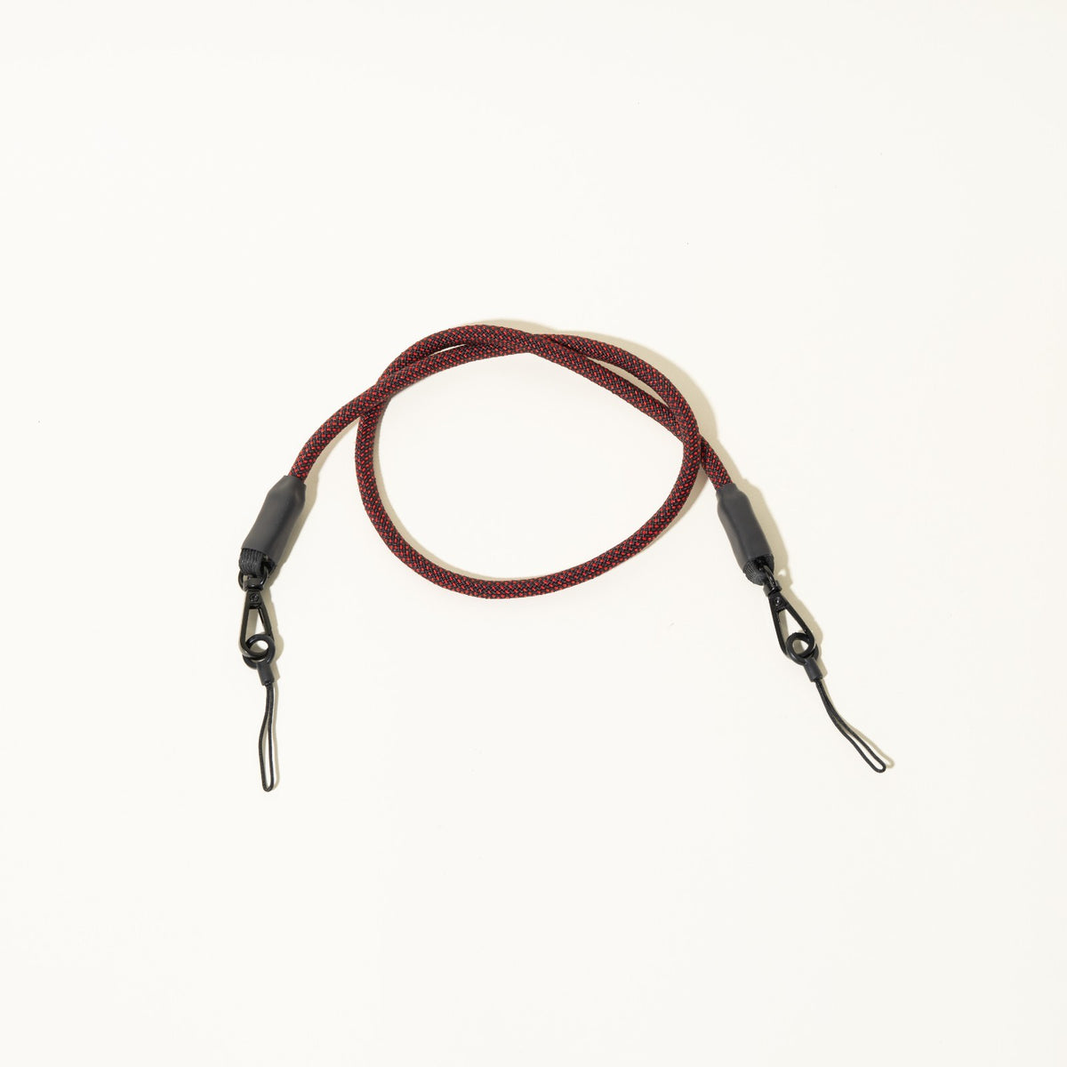 Slim Black & Red Camera Neck Strap 28-32", Classic Clasp Mounts