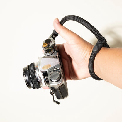 Black Climbing Rope Camera Wrist Strap 16", 10mm + Peak Design Anchor