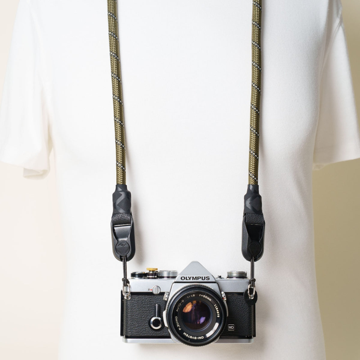 Green Climbing Rope Camera Strap 40", Neck or Wrist + Peak Design Anchors