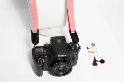 Small Pink Striped Camera Neck Strap, Adjustable 20-35" + Peak Design Anchors