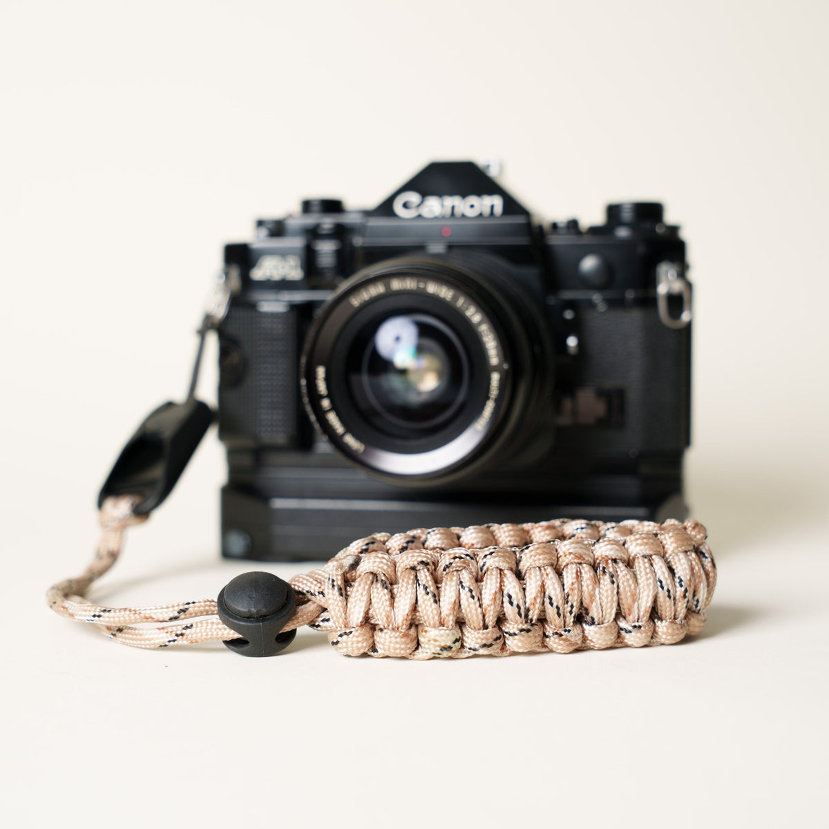 Camo Paracord Camera Wrist Strap, Adjustable, Tan or Green + Peak Design Anchor