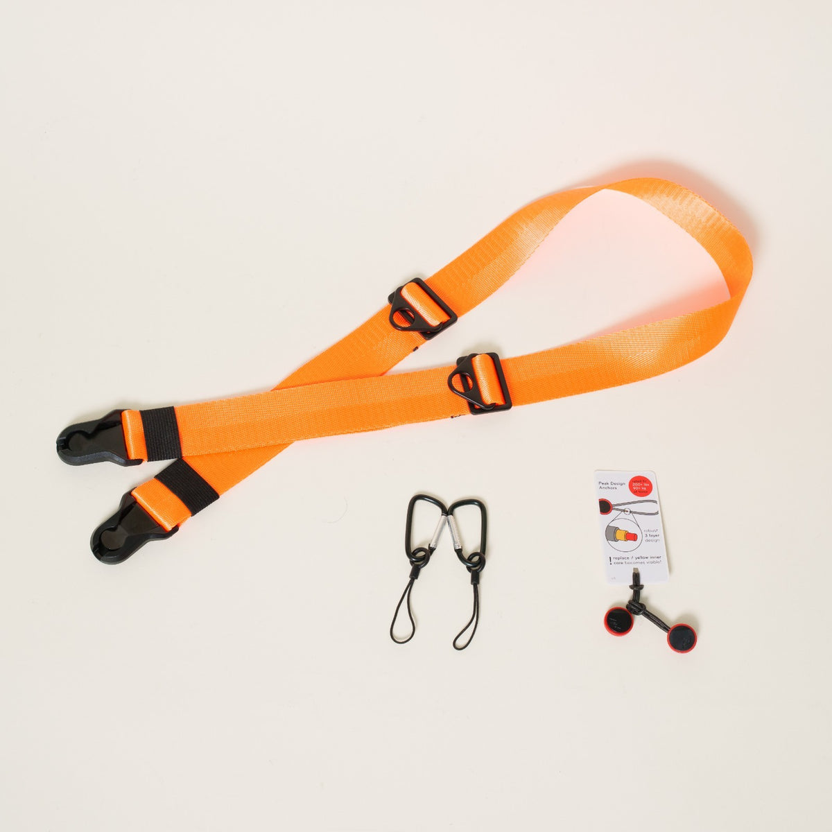 Premium Dual Adjustable Camera Strap 32-50", Tangerine or Purple + Peak Design Anchors