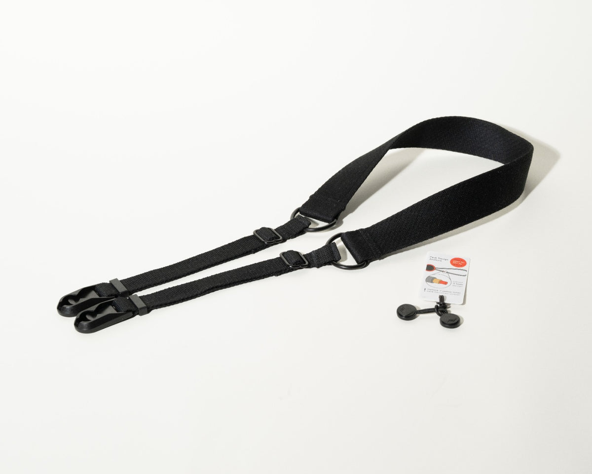Vintage Style All Black Camera Strap 1.5", Adjustable 38-50" + Peak Design Anchors