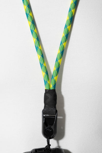 Green & Yellow Rope Camera Strap, 2-Point or Single-Point + Peak Design Anchors