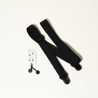 Heavy Duty Black Cotton Camera Strap 1.25", Adjustable + Peak Design Anchors