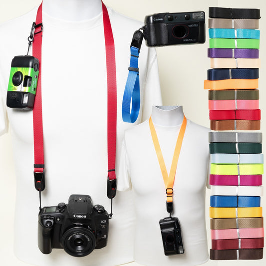 Nylon Camera Strap in 24 Colors, Neck, Lanyard or Wrist + Peak Design Anchors
