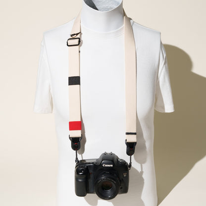 Off-White Heavy Duty Cotton Camera Strap 1.25", Adjustable 26-50" + Peak Design Anchors
