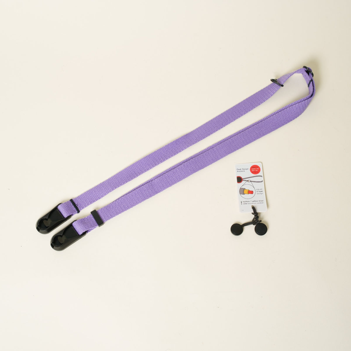 Purple Cotton Camera Strap, Adjustable Neck 30-50" or Wrist + Peak Design Anchors