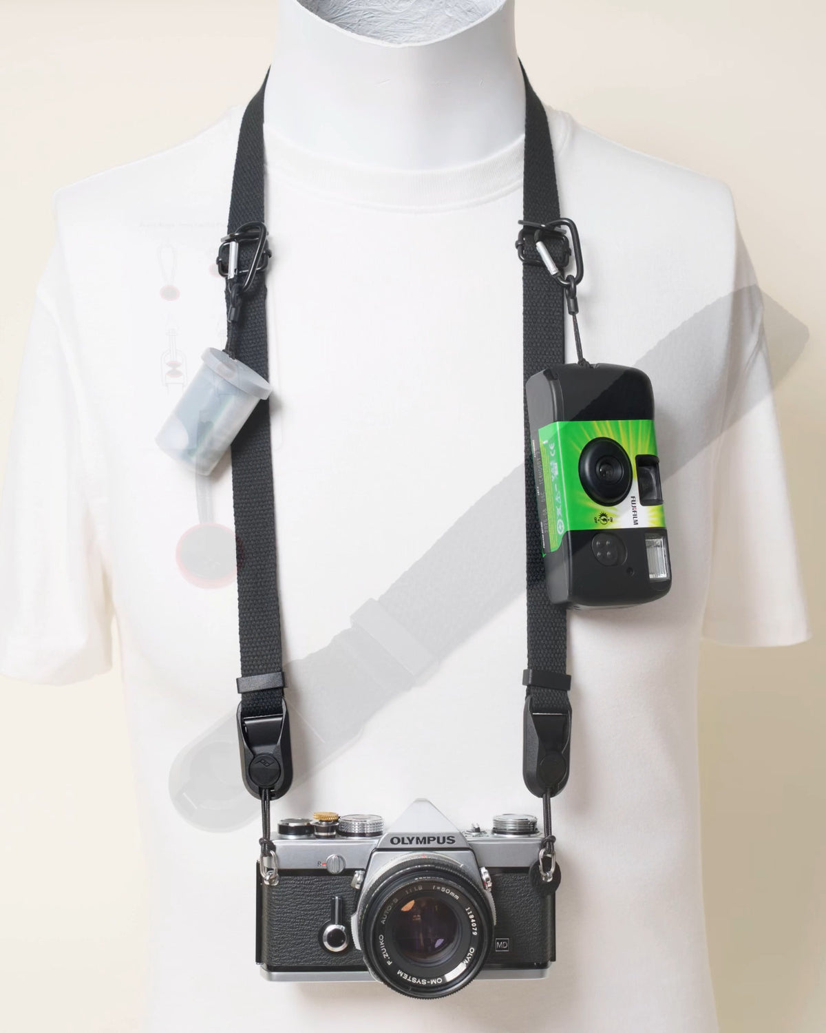 Cotton Camera Strap, Black, Red or Yellow, Neck 28-52" or Wrist + Peak Design Anchors