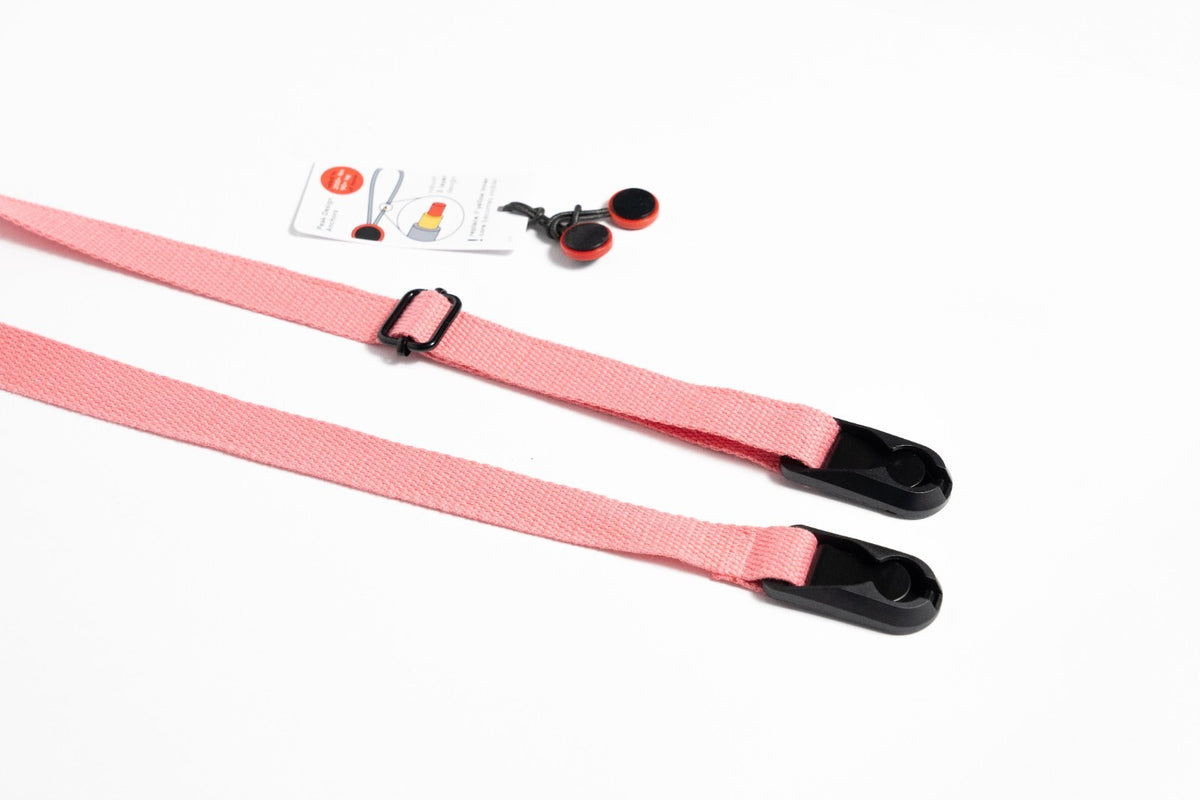 Small Pink Striped Camera Neck Strap, Adjustable 20-35" + Peak Design Anchors