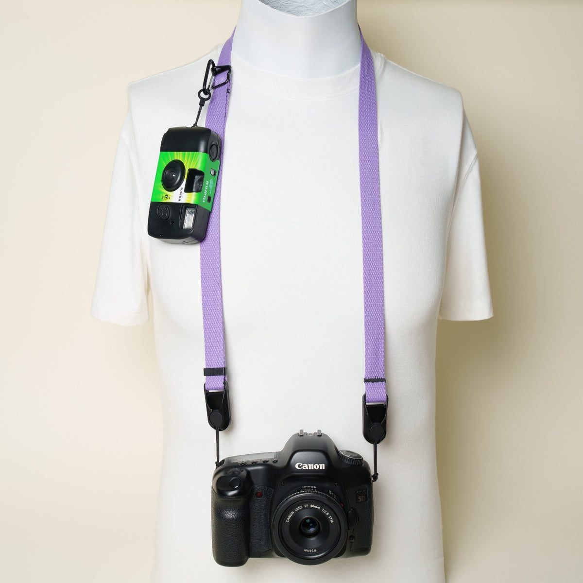 Purple Cotton Camera Strap, Adjustable Neck 30-50" or Wrist + Peak Design Anchors
