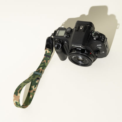 Green Camo Camera Strap, Neck, Wrist or Combo + Peak Design Anchors