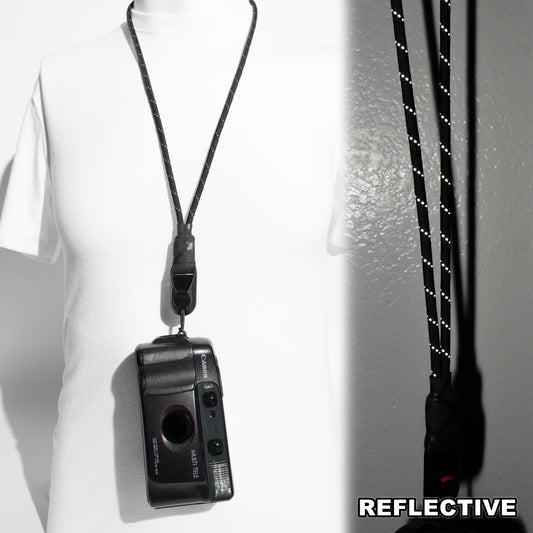 Black Reflective Paracord Camera Lanyard, 40" Loop + Peak Design Anchor