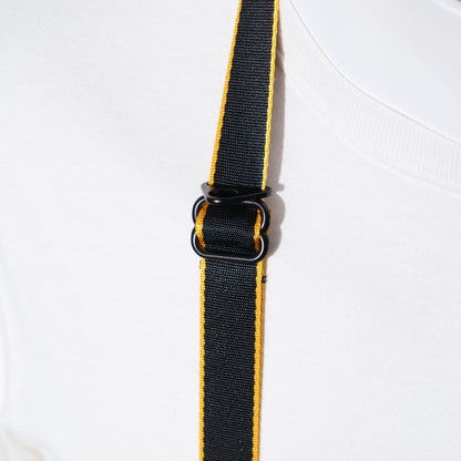 Black & Gold Stripe Camera Strap, Adjustable 22-40" + Peak Design Anchors