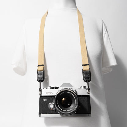 Khaki Cotton Canvas Camera Strap, 42" x 3/4" + Black Peak Design Anchors