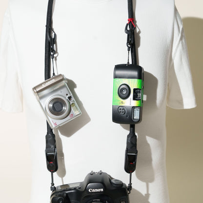 Black Climbing Rope Camera Strap 42" with Removable Loop Mounts + Peak Design Anchors