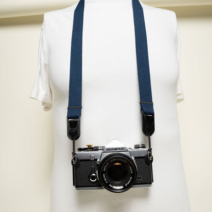 Cotton Camera Neck Strap 40" x 1", Navy Blue, Khaki or Olive Green + Peak Design Anchors