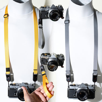 Metallic Gold or Silver Camera Strap, Neck 28-50" or Wrist + Peak Design Anchors