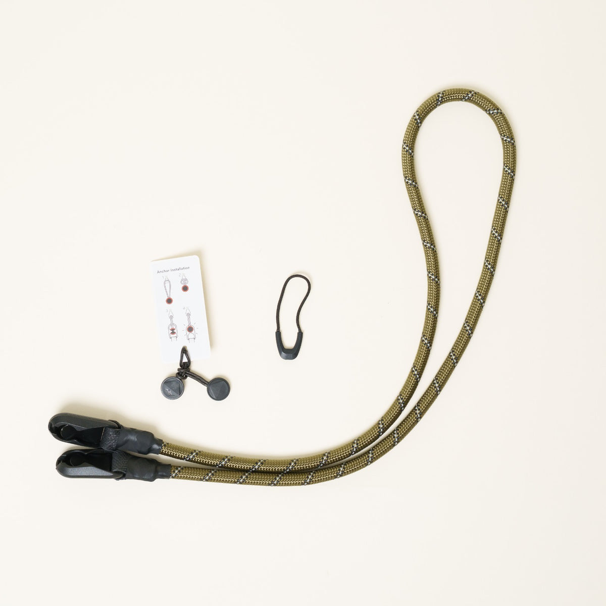 Green Climbing Rope Camera Strap 40", Neck or Wrist + Peak Design Anchors