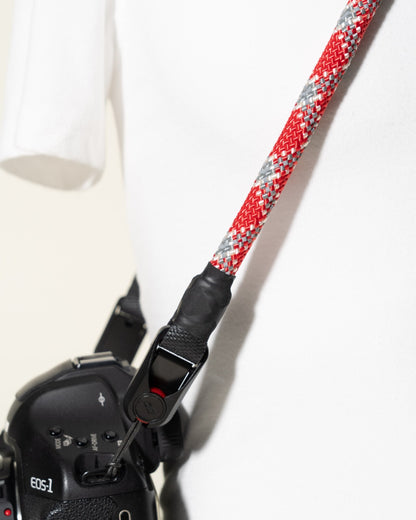 Thick 13mm Climbing Rope Camera Strap 42", Red & Grey + Peak Design Anchors