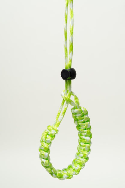 Lime Green & White Paracord Camera Wrist Strap, Adjustable + Peak Design Anchor