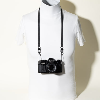 Slim Black Nylon Camera Neck Strap 32", Swivel Clasp Quick Release