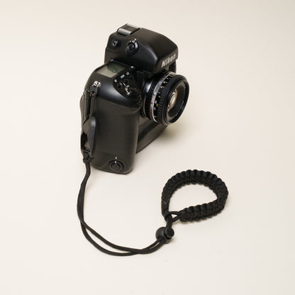 Black Braided Paracord Camera Strap, Neck 44" or Wrist + Peak Design Anchors